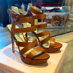 Cognac  Strappy Leather Sandals